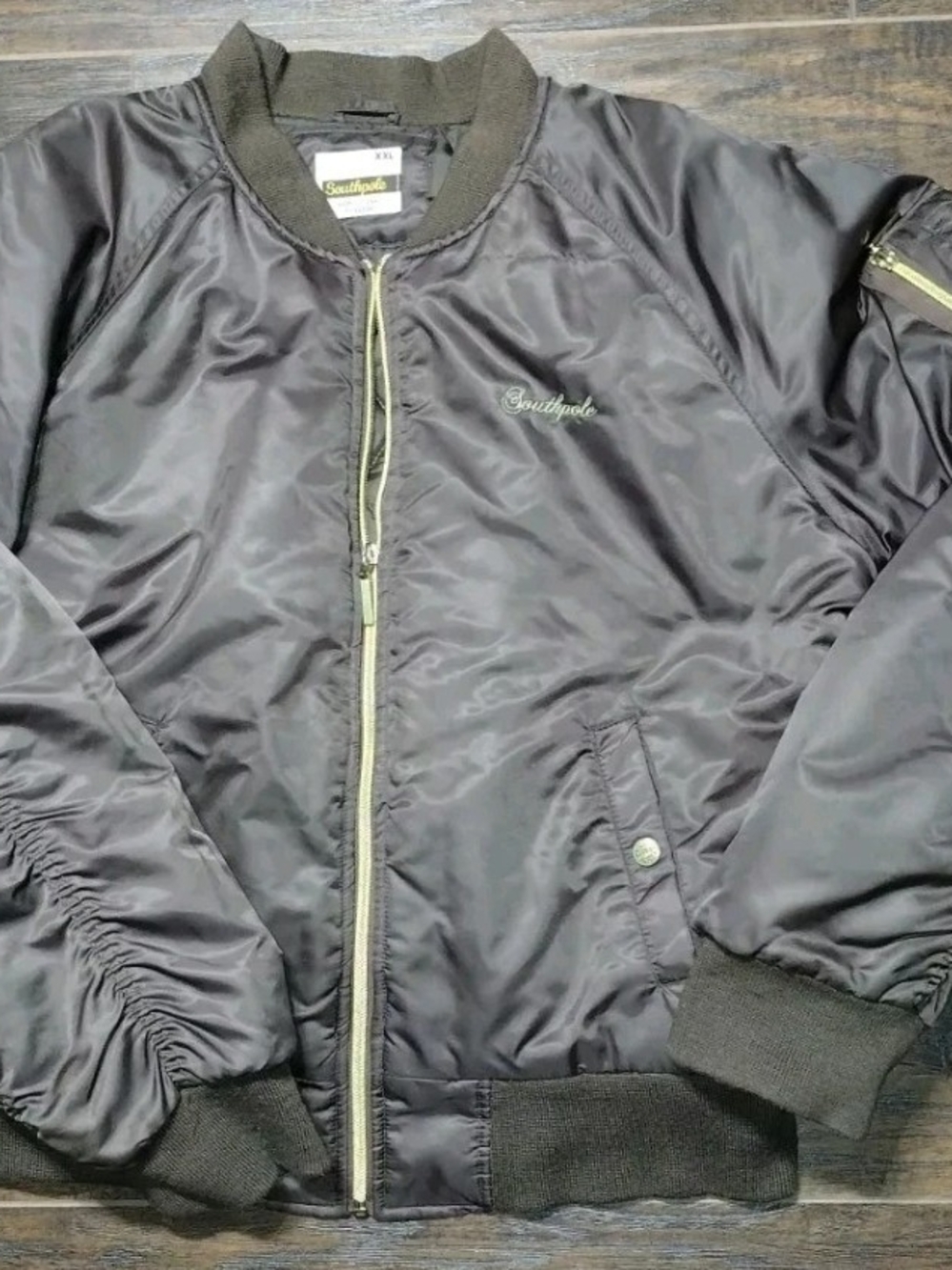 Southpole Women's Brown Bomber Jacket with Gold Trim